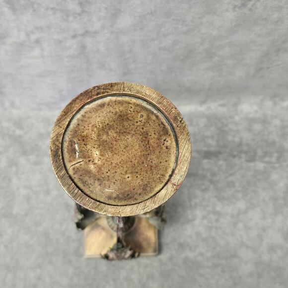 Rustic Metal Leaf Design 12" Candle Holder Display Piece Home Decor - Picture 2 of 11